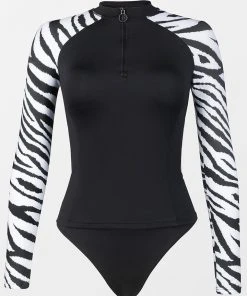 CUPSHE Swimwear UP TO 70% OFF Zahra Zebra Print High Neck Long Sleeve Tankini