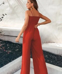 CUPSHE Zola Sleeveless Square Neck Smocking Jumpsuit