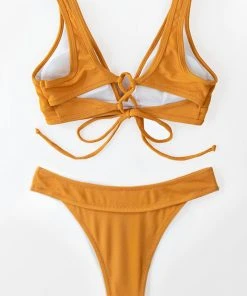 CUPSHE Ginger Lace Up Low Rise Bikini Bikinis