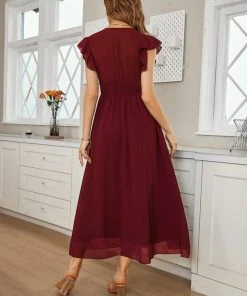 CUPSHE Lola Plunge Tie Ruching A-Shape Dress