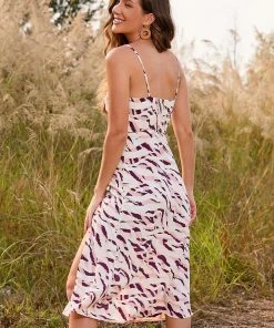 CUPSHE Randi Zebra Striped Split Slip Dress Dresses