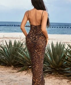 CUPSHE Dresses Champagne Leopard Row Drape A-Shape Dress