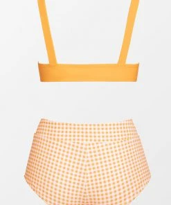 CUPSHE Swimwear UP TO 70% OFF Gingham Getaway Knotted Bralette And Banded Boy Shorts Set