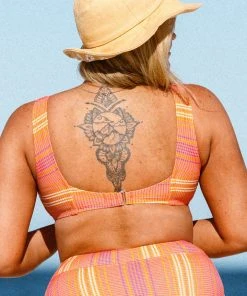 CUPSHE Swimwear UP TO 70% OFF Mercury Stripe Strappy Front Bralette Plus Size Bikini Top