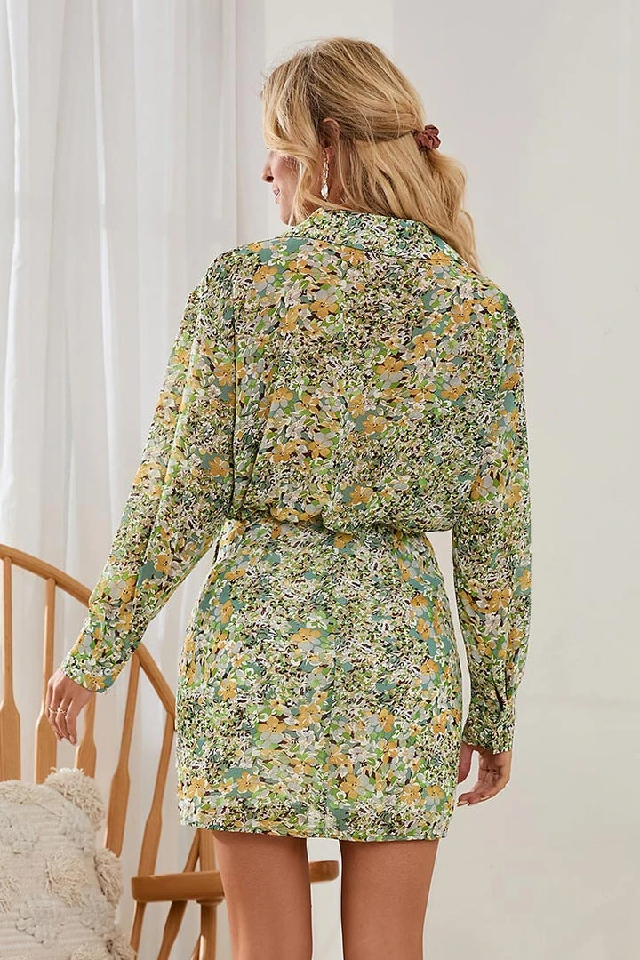 CUPSHE Dresses Rayne Ditsy Fitted Waisted Shirt Collar Dress