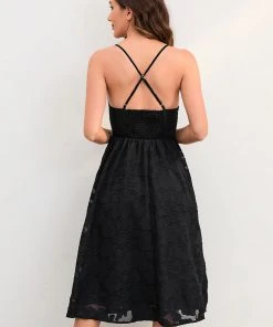 CUPSHE Leticia Black V-neck Smocking A-Shape Dress Dresses