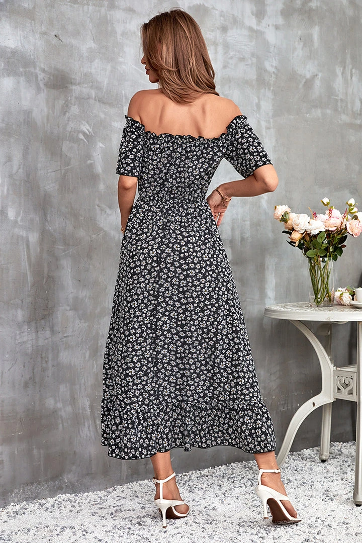 CUPSHE Palizzi Split Tea Length Off-shoulder Dresses