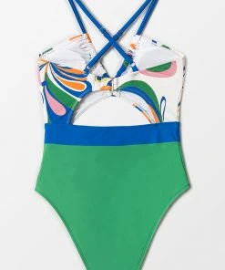 CUPSHE Swirlwind Cross Halter Cutout One Piece Swimsuit One Pieces