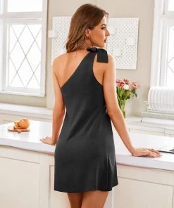 CUPSHE Dresses Siena Black One Shoulder Short Length Dress