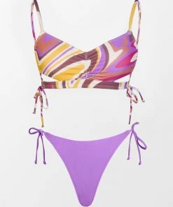 CUPSHE Amethyst Waves Midkini & Extra Cheeky Hipster Set Bikinis