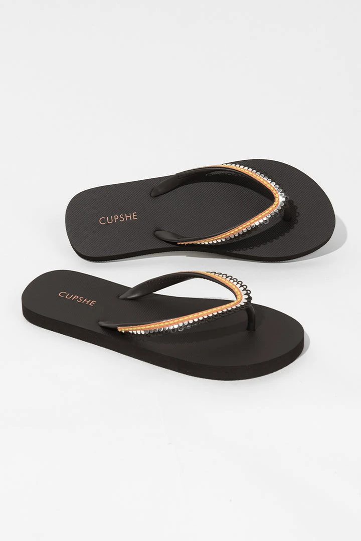 CUPSHE Primorsko Black Toe Post Flip Flops Accs & Clothing