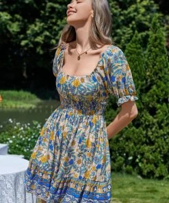 CUPSHE Dresses Gussie Square Neck Puff Sleeve Sheath Dress