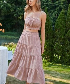 CUPSHE Hollis Tea Length Frill Pleated A-Shape Dress Dresses