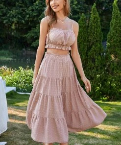 CUPSHE Hollis Tea Length Frill Pleated A-Shape Dress Dresses