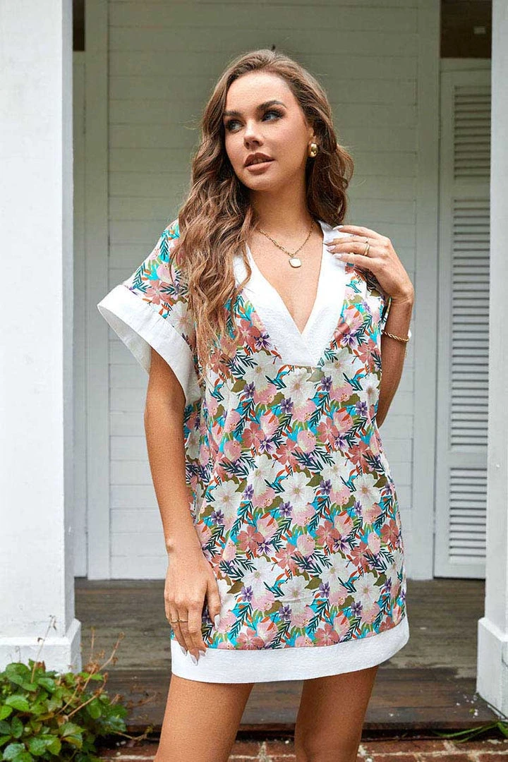 CUPSHE Delores Plunge Short Sleeve Kimono Cover Ups