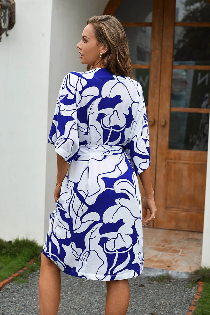 CUPSHE Delores V-neck Open Front Tie Kimono Beach Dresses