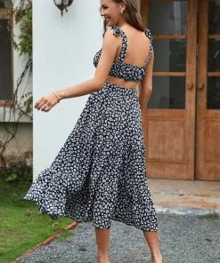 CUPSHE Dresses Lauretta Tie Ditsy A-Shape Dress Set