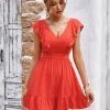 CUPSHE Querim Red Backless A-Shape Dress Dresses