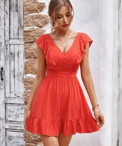 CUPSHE Querim Red Backless A-Shape Dress Dresses