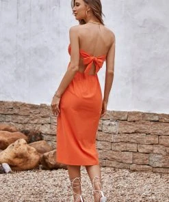 CUPSHE Alma Beach Tea Length Backless Tie Dress Dresses