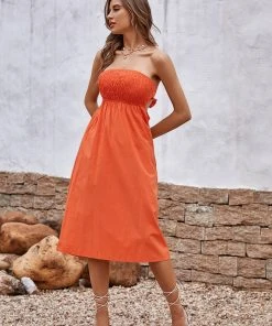 CUPSHE Alma Beach Tea Length Backless Tie Dress Dresses