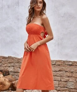 CUPSHE Alma Beach Tea Length Backless Tie Dress Dresses