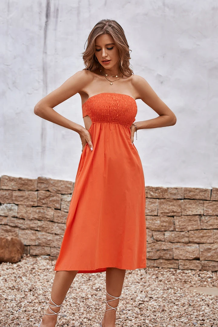 CUPSHE Alma Beach Tea Length Backless Tie Dress Dresses