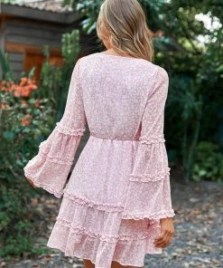 CUPSHE Varadero Pink V-neck Bell Sleeve Dress Dresses
