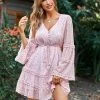CUPSHE Varadero Pink V-neck Bell Sleeve Dress Dresses