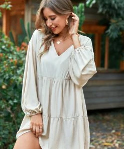 CUPSHE Summer Dresses 2022 Cofete Apricot V-neck A-Shape Dress