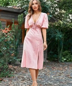 CUPSHE Harriet Bubble Sleeve Ruching A-Shape Dress Dresses