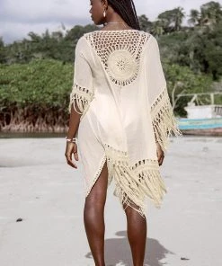 CUPSHE Cover Ups Anne Crochet Fringe Hem Kimono