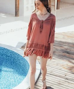 CUPSHE Dresses Four Mile Beach Dolman Sleeve Ruffle Shift Dress