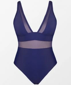 CUPSHE Summer Dreaming Plunge Mesh Plus Size One Piece Swimsuit