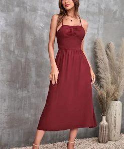 CUPSHE Dresses Verona Backless Drawstring Thin Straps Slip Dress