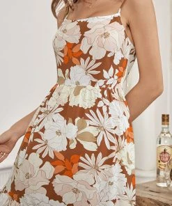 CUPSHE Jailyn Floral Ruffle Tie Back Slip Dress Dresses