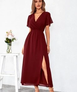 CUPSHE Lola Short Sleeve Tie Waist Ruching A-Shape Dress