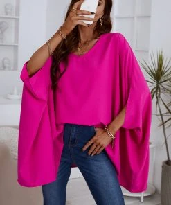 CUPSHE Beach Shirts & Tops V-neck Short Sleeve Loose Waisted Top