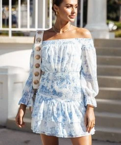 CUPSHE Dresses Amaala Elastic Waist Ruffle Off-shoulder Dress