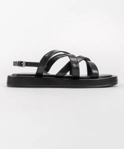 CUPSHE Vineyards Black Crisscross Strap Ankle Buckle Sandals