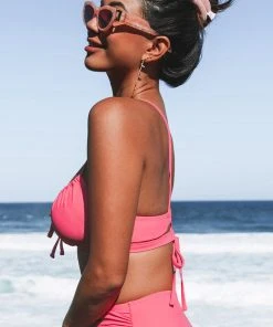 CUPSHE Mercury Retrograde Solid Tunneled Pink Bralette Bikini Top
