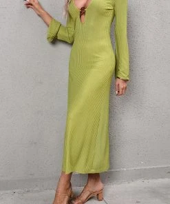 CUPSHE Green Dresses Nadine Plunge O-ring Maxi Cover Up