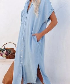 CUPSHE Dresses Ashtyn Shirt Collar Bell Sleeve Button Dress