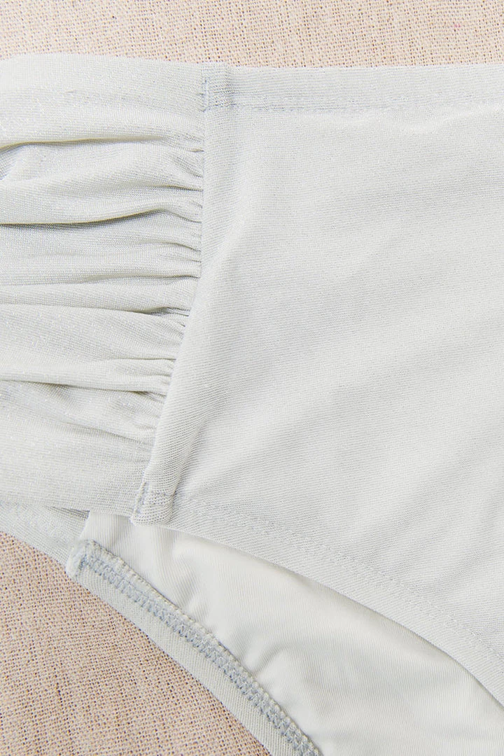 CUPSHE Madisen Ruched White Plus Size Bikini Bottom