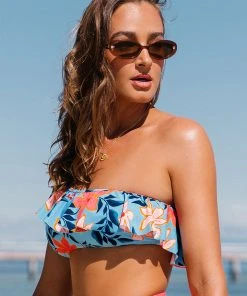 CUPSHE Aroma Ruffled One Shoulder Bikini Top Bikinis