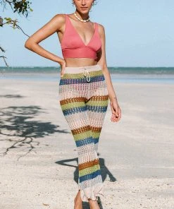 CUPSHE America Stripe Crochet Cover Up Pants
