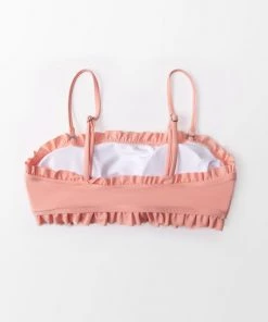 CUPSHE Peach Pearl Ruffle Bandeau Bikini Top Swimwear UP TO 70% OFF