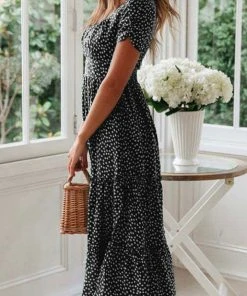 CUPSHE Ariyah Frill Ruching Mid Length Dress Dresses