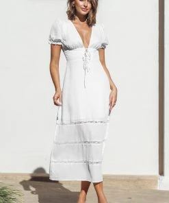 CUPSHE Dresses Myla Plunge Tie Waist A-Shape Dress