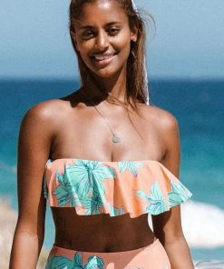CUPSHE Swimwear BOGO 40% OFF Blooming Flowers Flounce Bandeau Bikini Top